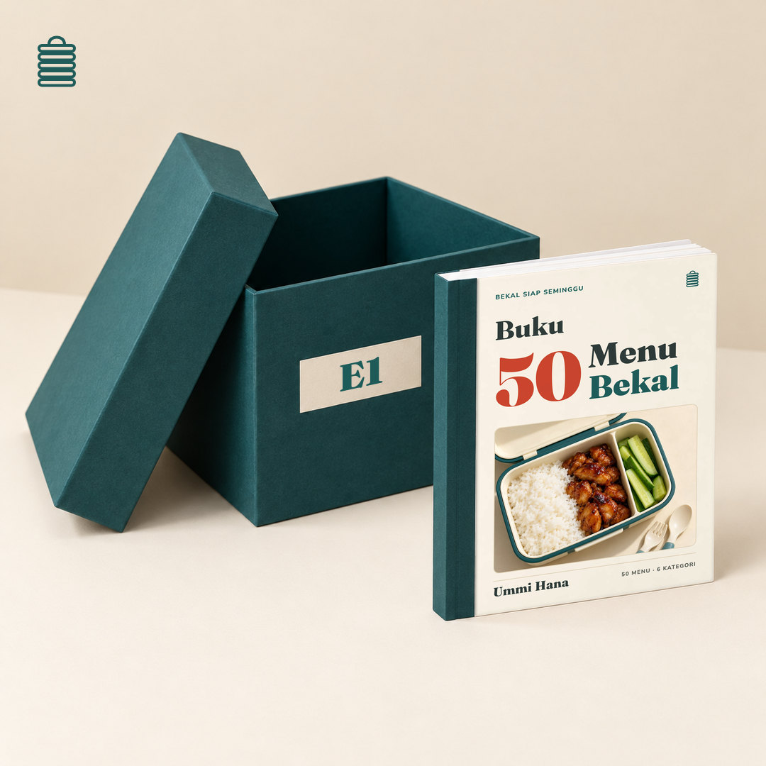 Kotak Buku 50 Menu Bekal dan satu halaman menu di telefon